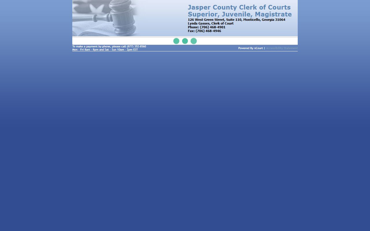 Jasper County court dockets nCourt payment page