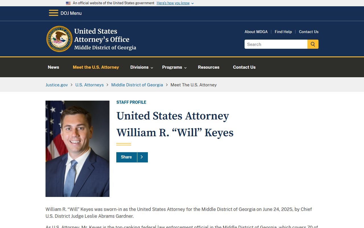 Jasper County criminal court records U.S. Attorney profile for the Middle District of Georgia