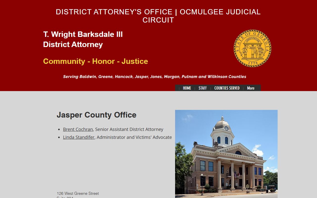 Jasper County criminal court records Ocmulgee District Attorney office page