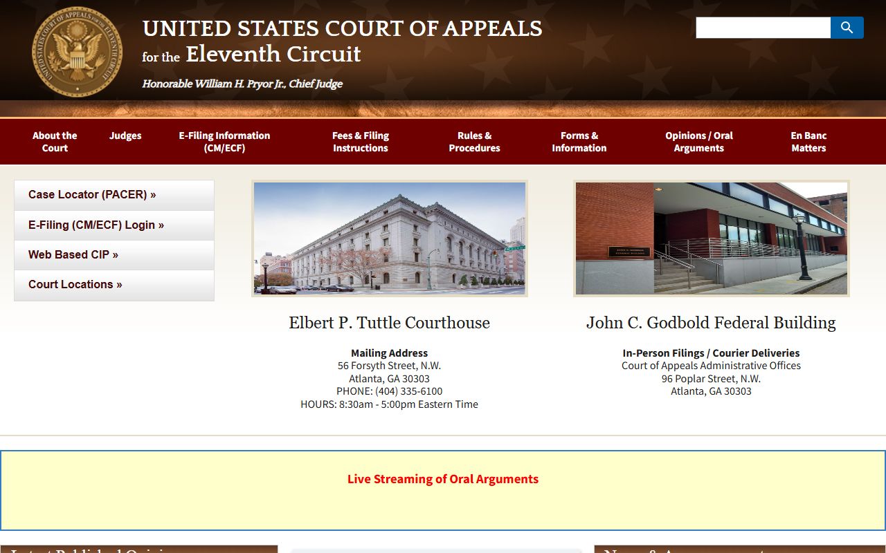 Jasper County criminal court records Eleventh Circuit federal appeals homepage