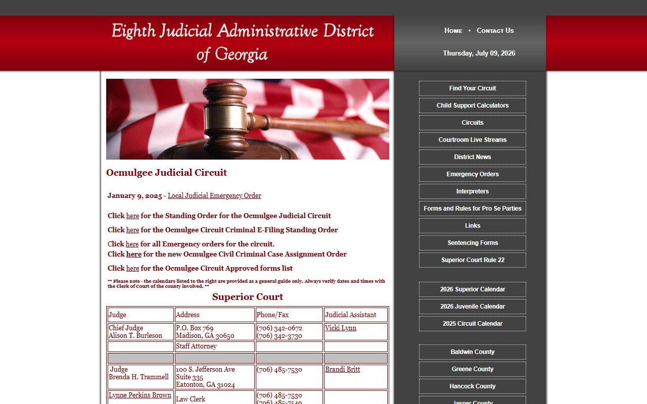 Jasper County Superior Court Ocmulgee Judicial Circuit page