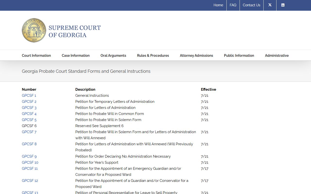 Jasper County probate records Georgia probate standard forms